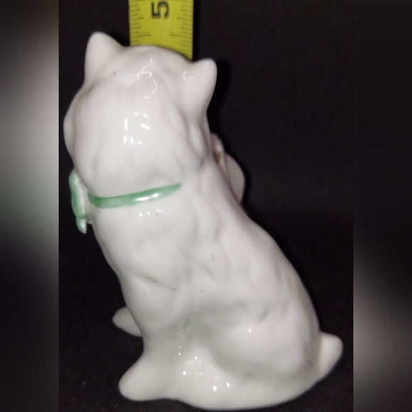 Vista Alegre Portuguesa Cat Figurine W/Basket Green Eyes Tooth Pick Holder - Picture 6 of 7